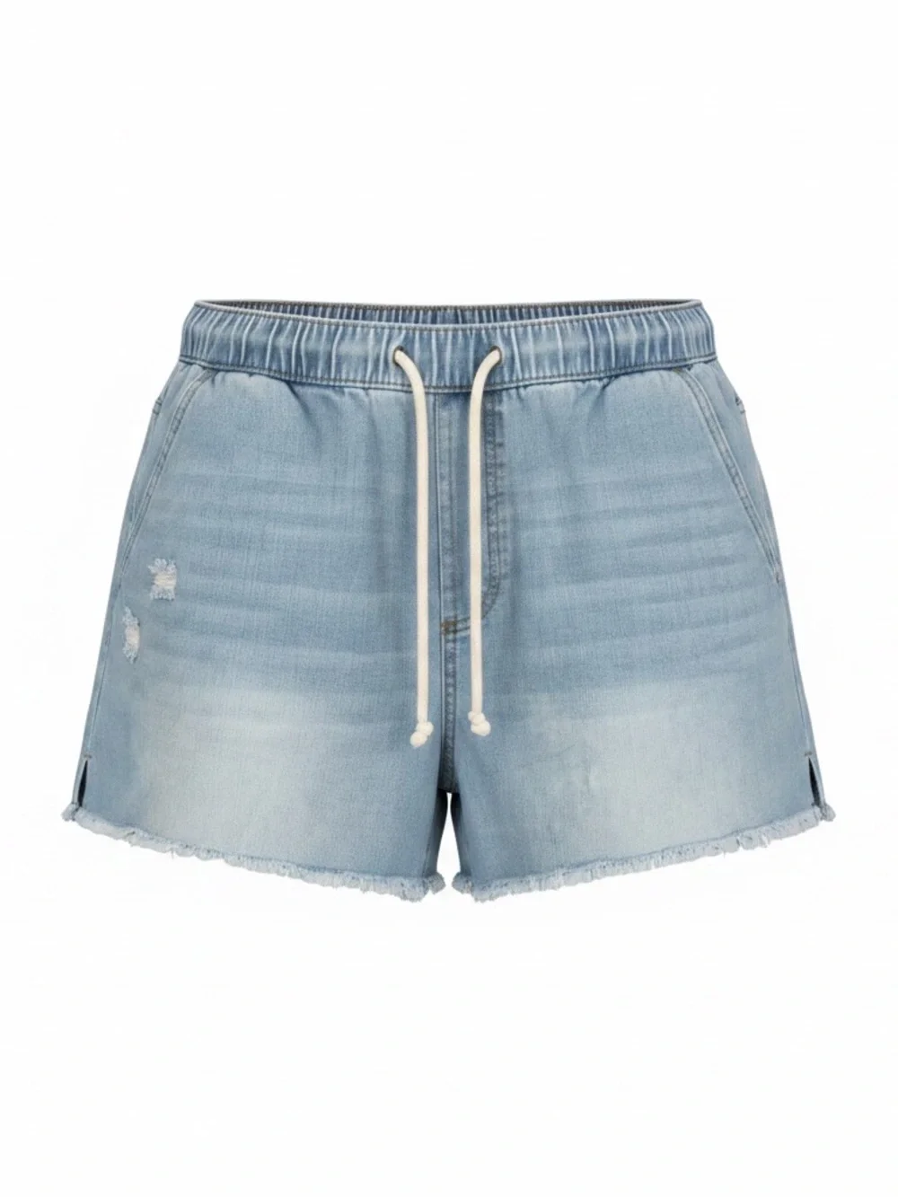 Light Blue Denim Drawstring Shorts